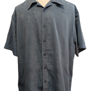 Chemise Hawaïenne Penmans Bleu Zinc - Motifs Palmiers en Relief - XL