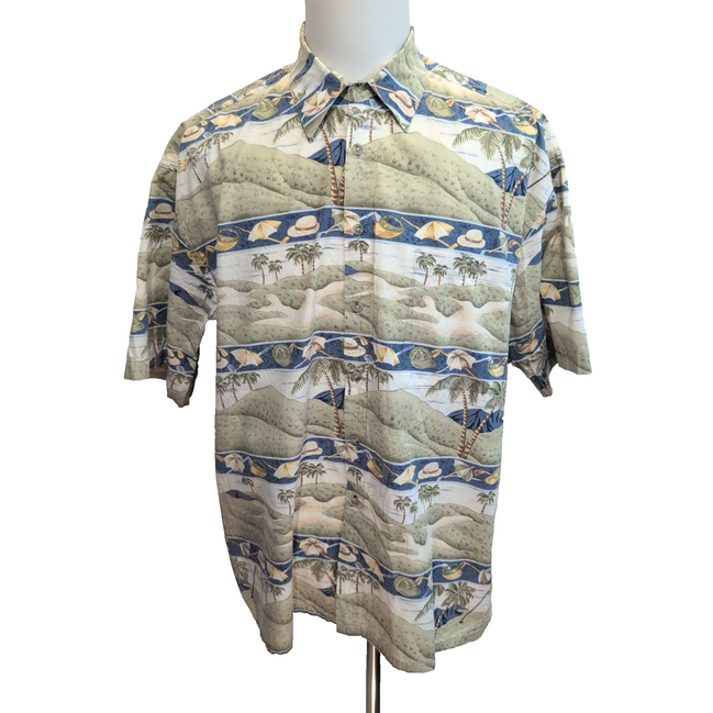 Chemise hawaïenne Pierre Cardin taille XL golf palmiers 100% coton