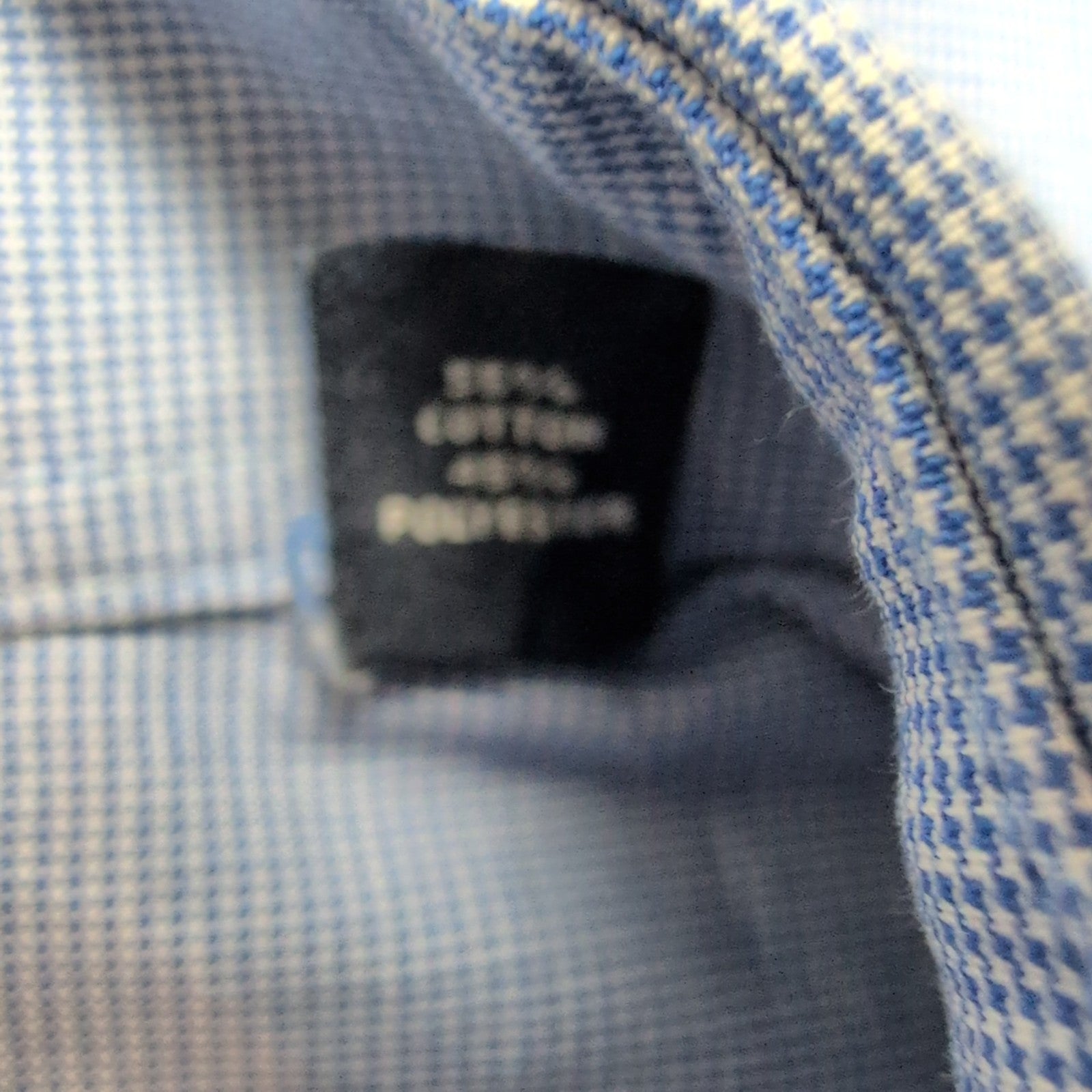 Chemise Chaps Homme Taille M Bleu Micro Carreaux Regular Fit Coton Poche