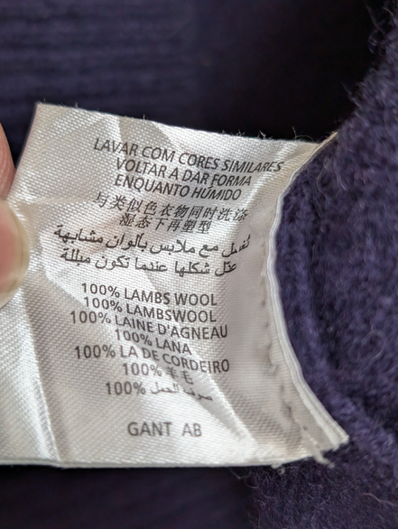 Pull Gant 100% Laine d'Agneau Col Zippé Coudières Femme M