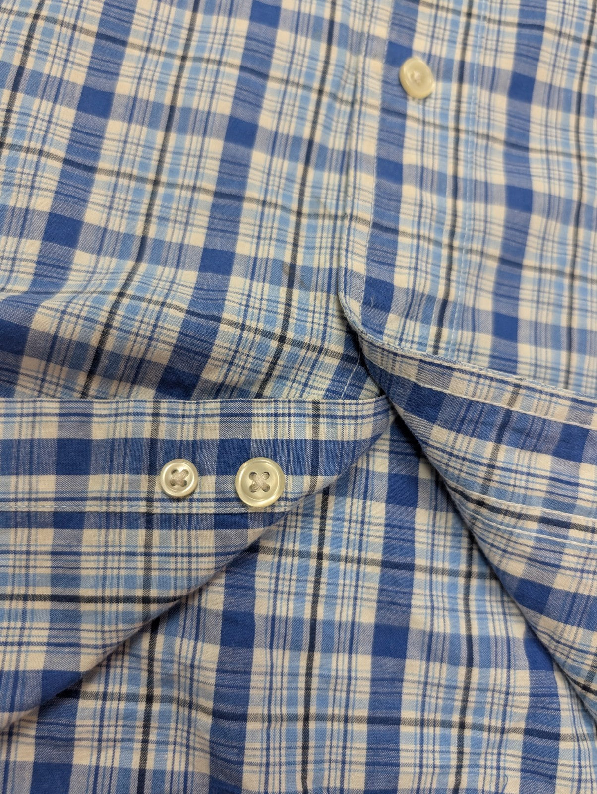 Chemise Chaps manches courtes bleu à carreaux taille L #229msch