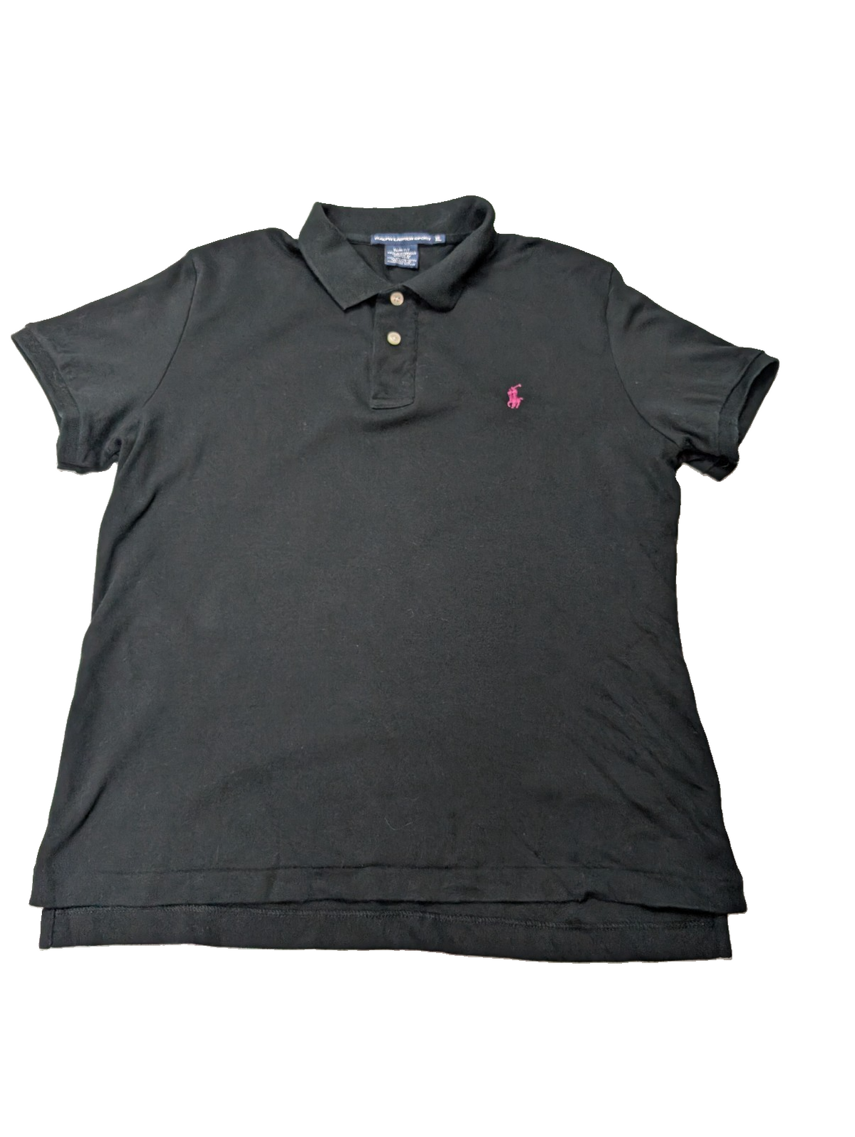 Polo manches courtes Ralph Lauren Sport femme XL taille S/M noir logo rose