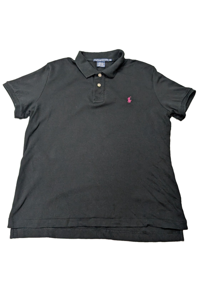 Polo manches courtes Ralph Lauren Sport femme XL taille S/M noir logo rose