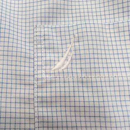 Chemise Nautica Slim Fit S Bleu Clair Carreaux 100% Coton manches longues