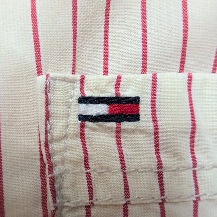 Chemise Tommy Hilfiger Denim blanc cassé rayures rouges manches courtes taille L