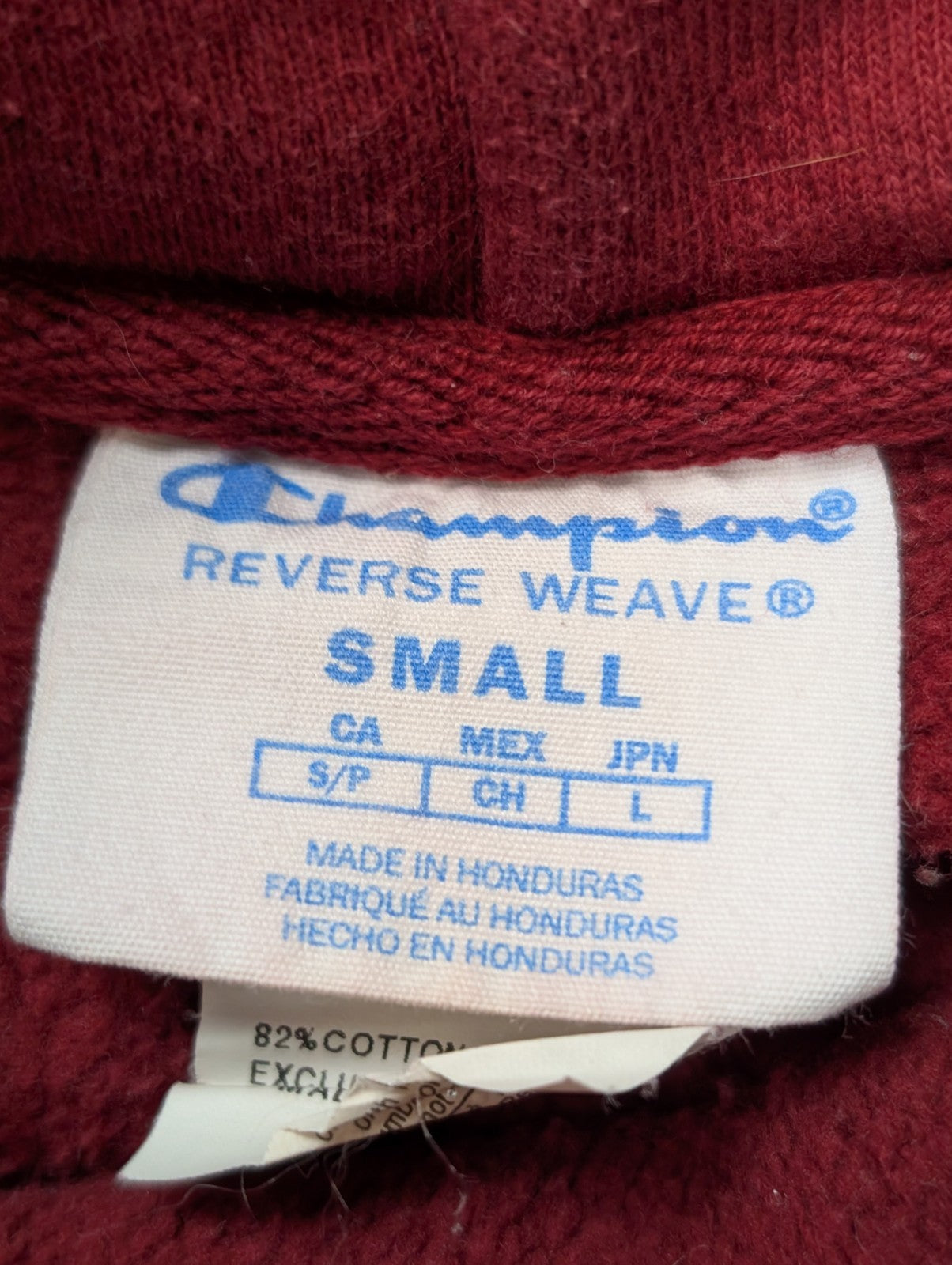 Sweat à Capuche CHAMPION Vintage Homme S Bordeaux Hoodie Logo Brodé Rare