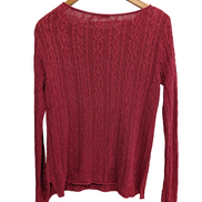 Pull LAUREN Ralph Lauren femme L coton rouge bordeaux torsadé col rond