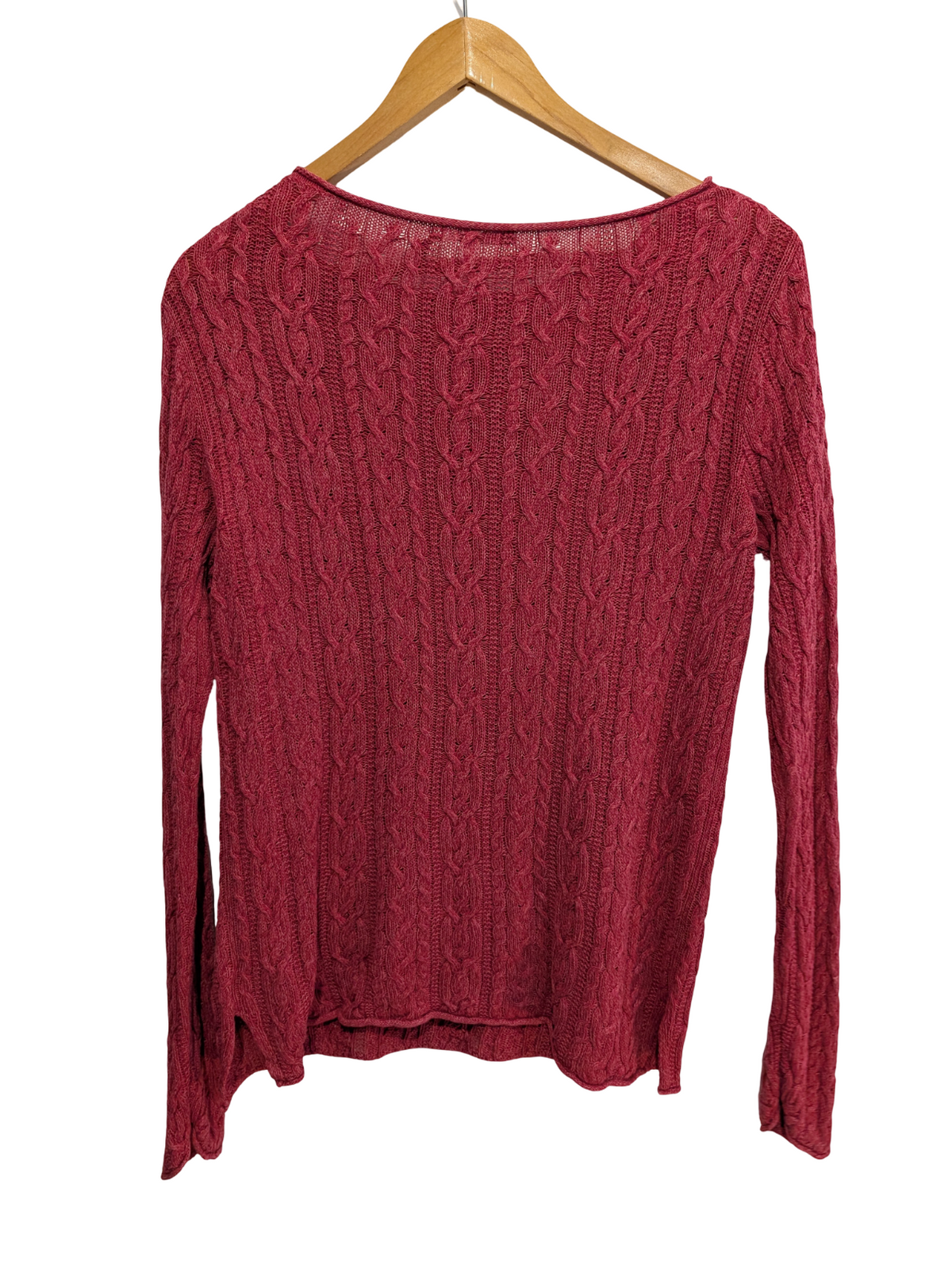 Pull LAUREN Ralph Lauren femme L coton rouge bordeaux torsadé col rond