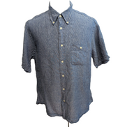 Chemise Brooks Brothers XL 100% Lin Bleu Motifs Manches courtes Poche