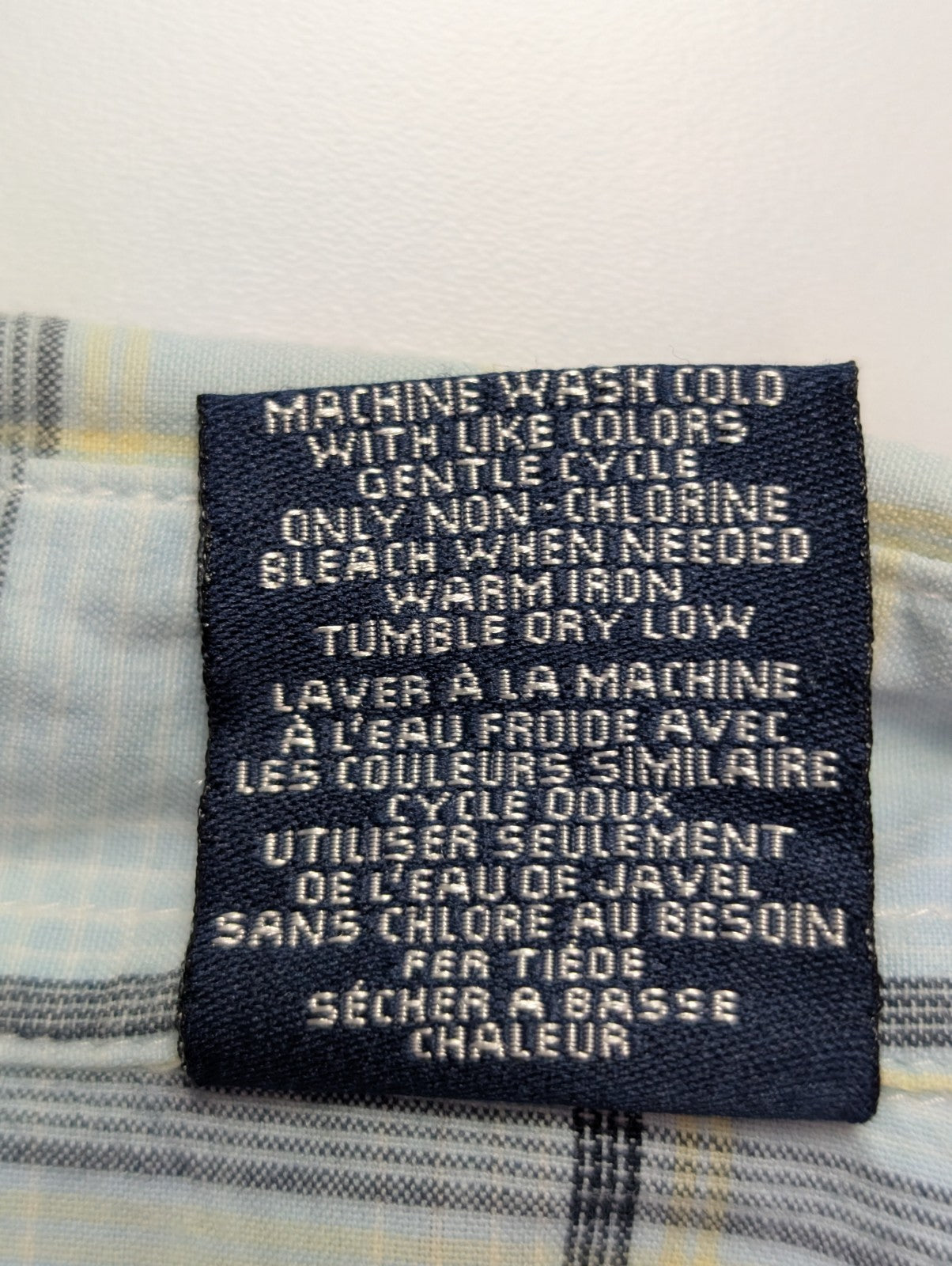 Chemise manches courtes Nautica bleu ciel à carreaux taille XL #135msch