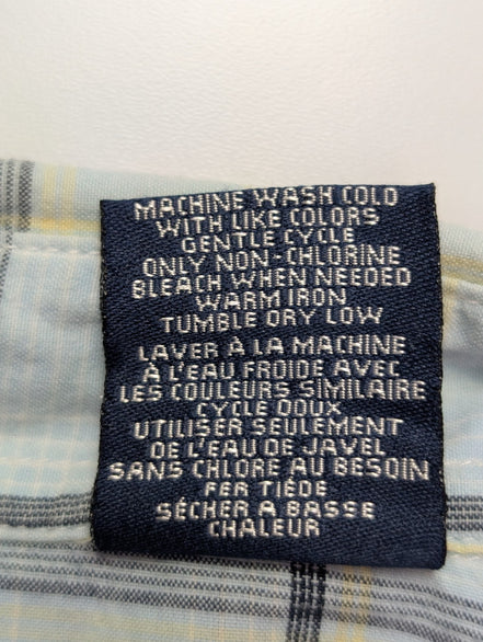 Chemise manches courtes Nautica bleu ciel à carreaux taille XL #135msch