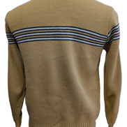 Pull Vintage IZOD Lacoste Enfant 18 (XL) beige rayures bleu acrylique logo brodé