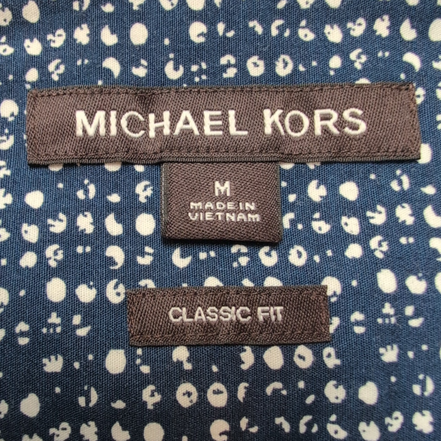 Chemise Michael Kors M Bleu Micro Motif Blanc 100% Coton manches longues