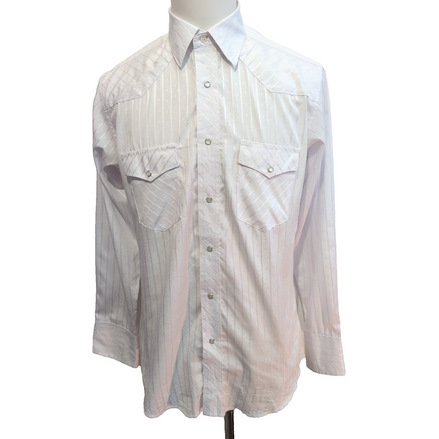 Chemise Wrangler Western Blanche à Rayures Brillantes - Taille M