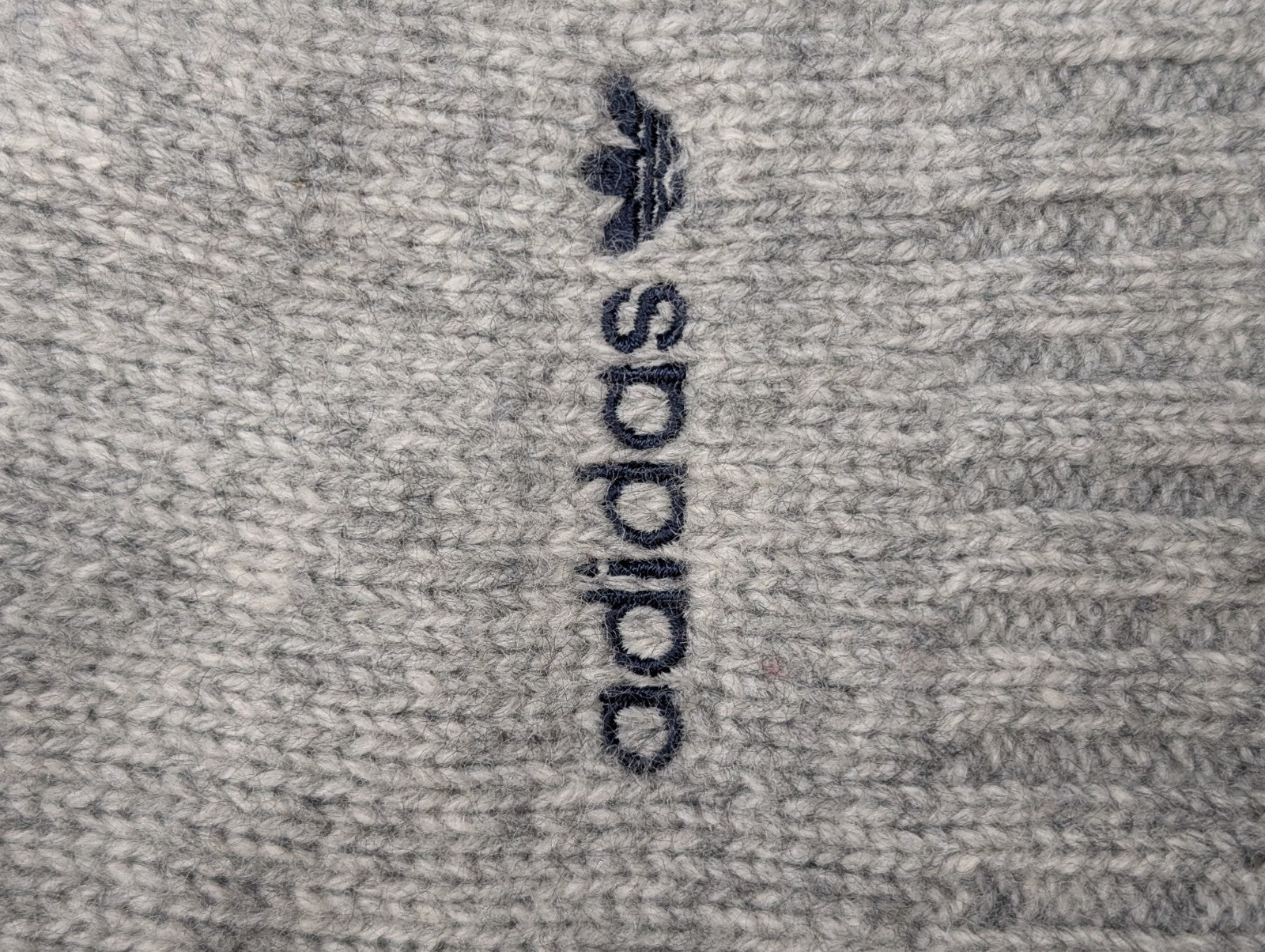 Pull ADIDAS Vintage Col Zippé 80% Laine Gris Logo Brodé Femme Taille L