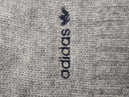 Pull ADIDAS Vintage Col Zippé 80% Laine Gris Logo Brodé Femme Taille L