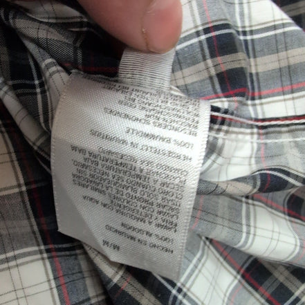 Chemise Nautica M Noir Blanc Carreaux Coton Logo Brodé Poche manches longues