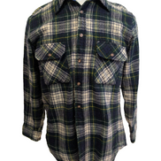 Lord & Taylor Chemise Flanelle Laine Carreaux Vert Bleu Marine L Vintage homme