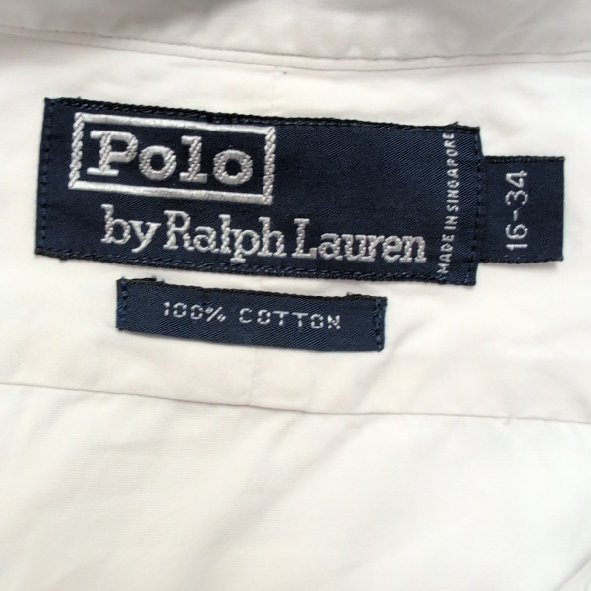 Chemise Polo Ralph Lauren L Blanche Vintage Col Boutonné Rare Coton