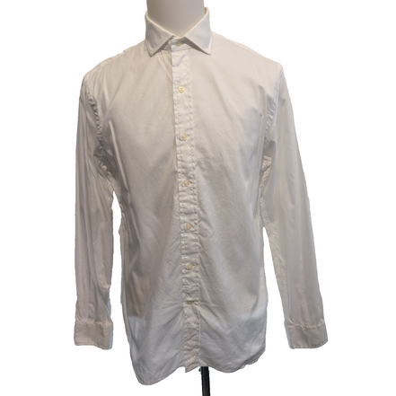 Chemise Ralph Lauren L Blanche Coton Piqué Logo Blanc Brodé Manches Longues