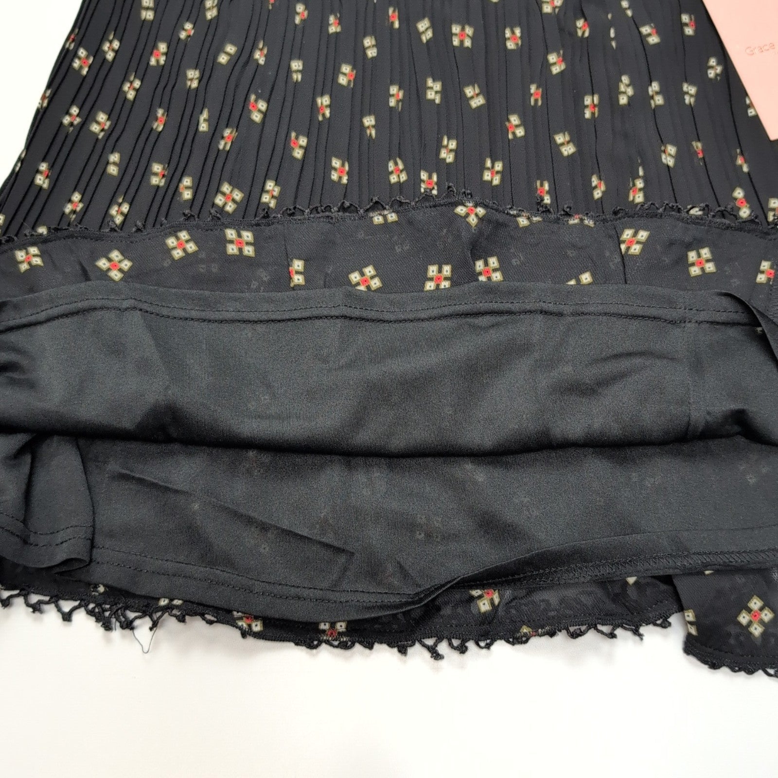 Mini Jupe Femme Grace & Mila Lucas Taille M Noire Plissée Dentelle Neuve