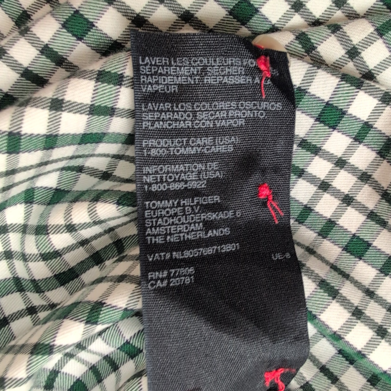 Chemise Tommy Hilfiger CHEERS!! Homme L Classic Fit Verte Carreaux Coton