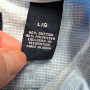 Chemise Chaps Bleu Ciel Petits Carreaux Taille L Manches courtes