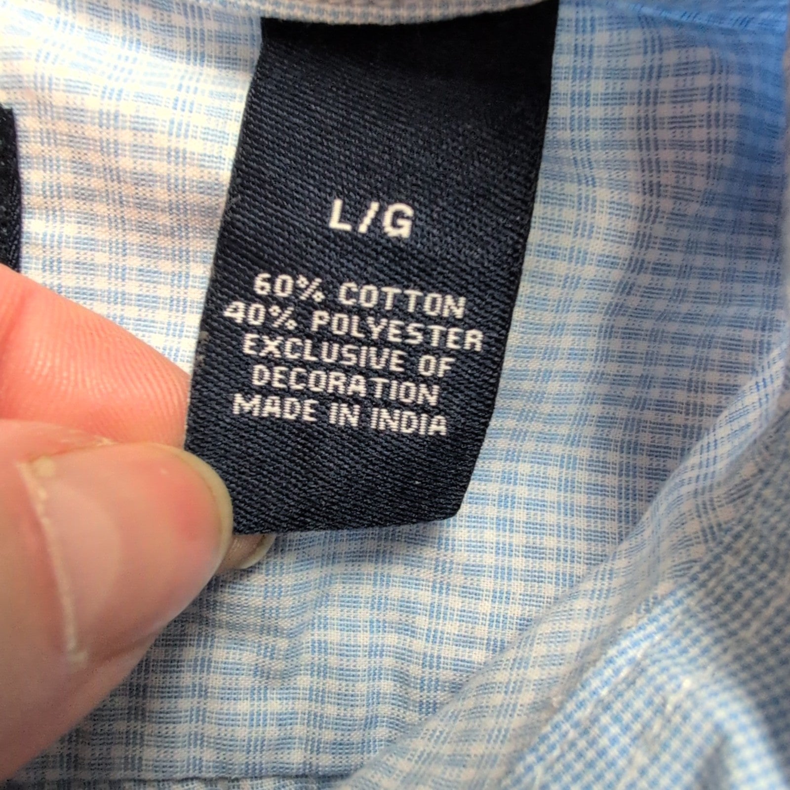 Chemise Chaps Bleu Ciel Petits Carreaux Taille L Manches courtes