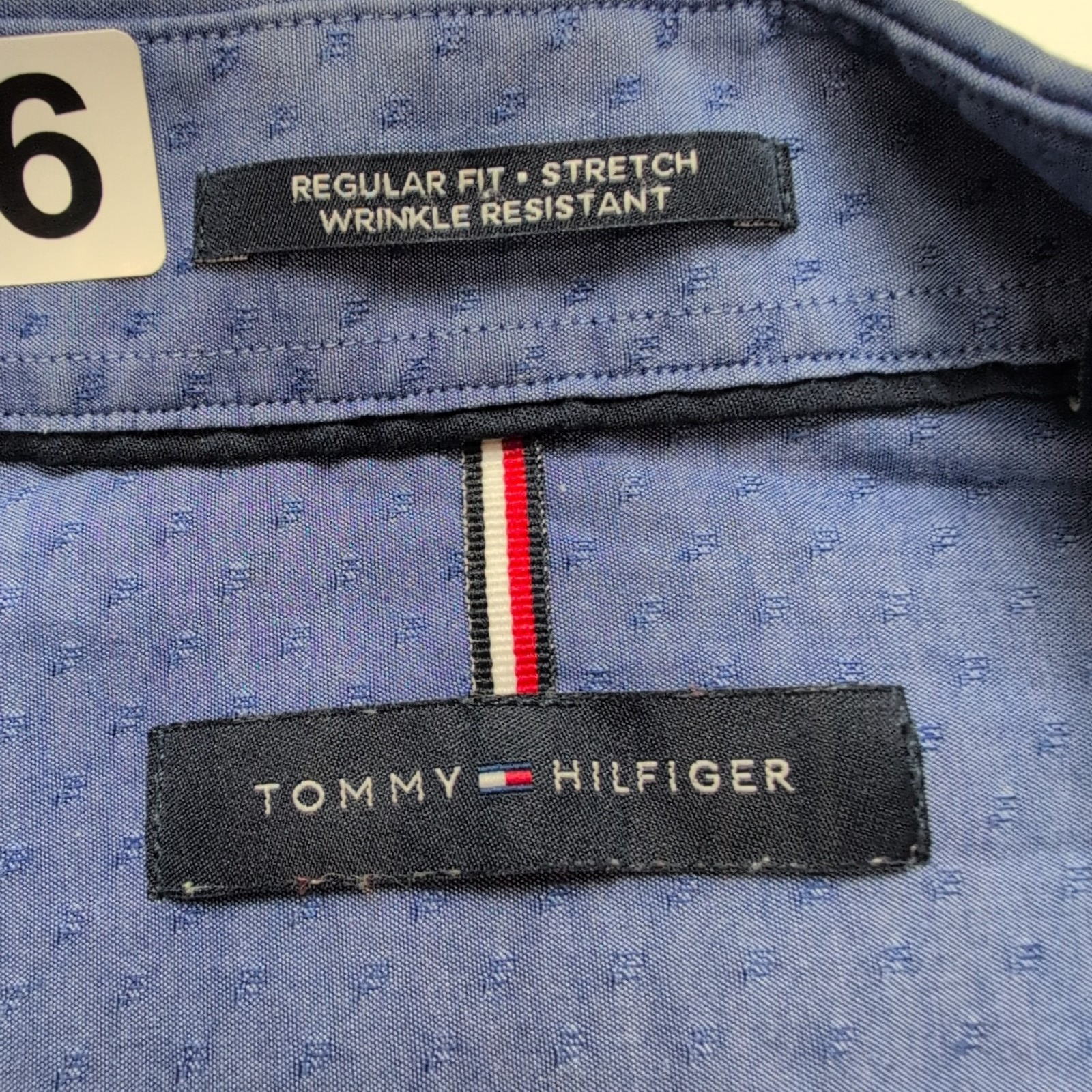 Chemise Tommy Hilfiger Homme Taille M/L Bleue Stretch Coton Micro Motif