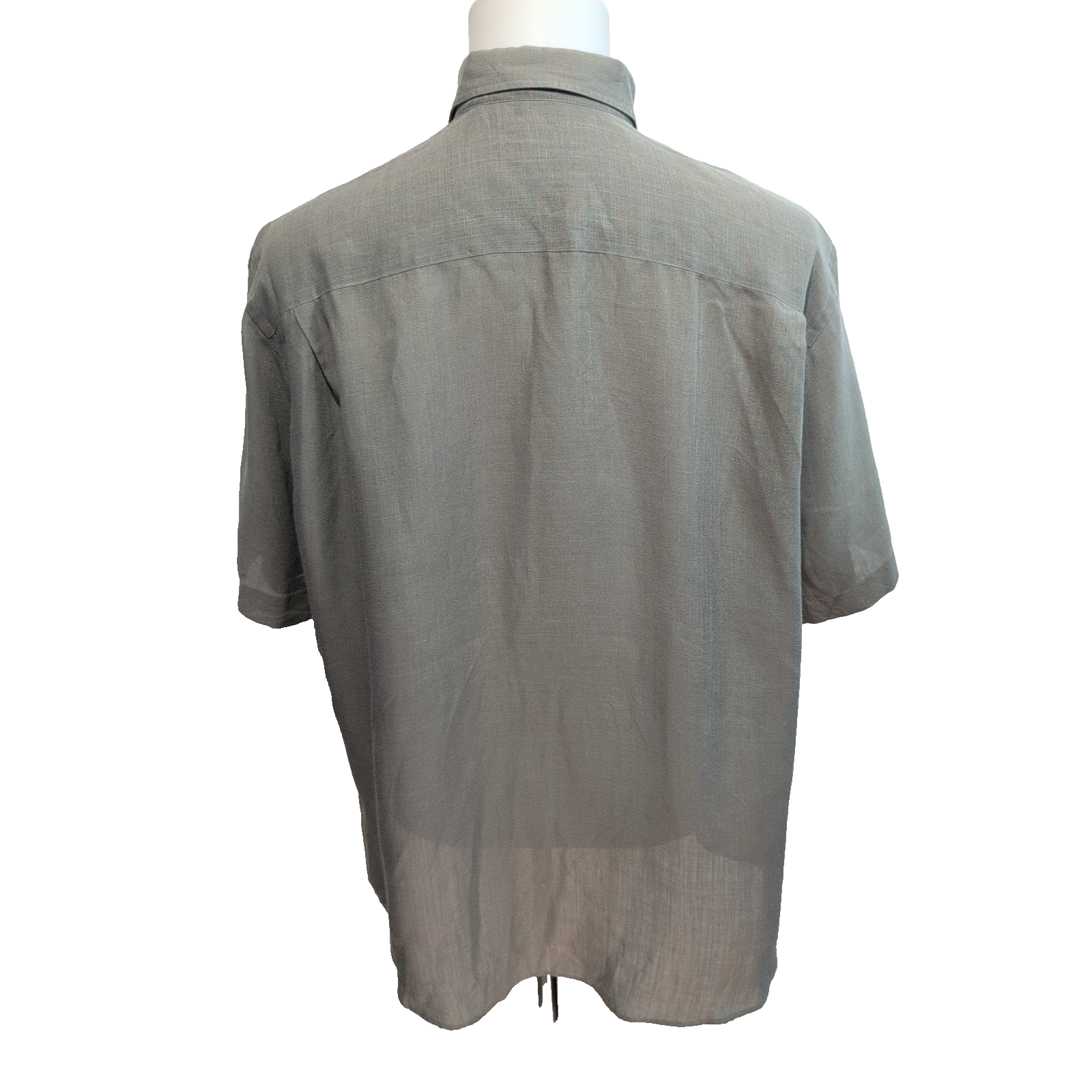 Chemise BURBERRY Lin XL Vert Kaki Logo Brodé Manches Courtes