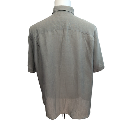 Chemise BURBERRY Lin XL Vert Kaki Logo Brodé Manches Courtes