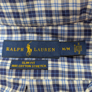 Chemise Polo Ralph Lauren Shirt M Slim Fit Stretch Carreaux Bleu Button Down