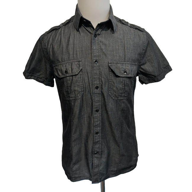 Chemise Express S/M Gris Anthracite Manches Courtes 2 Poches 100% Coton