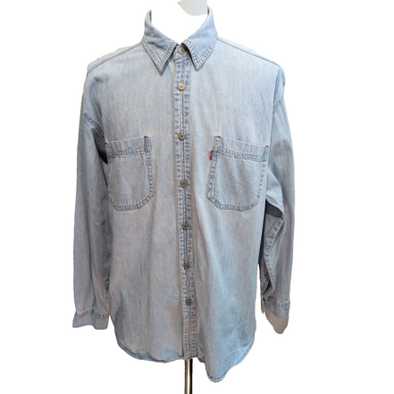 Chemise Levi's XL Jean Bleu 100% Coton 2 Poches Boutons Métal Logo