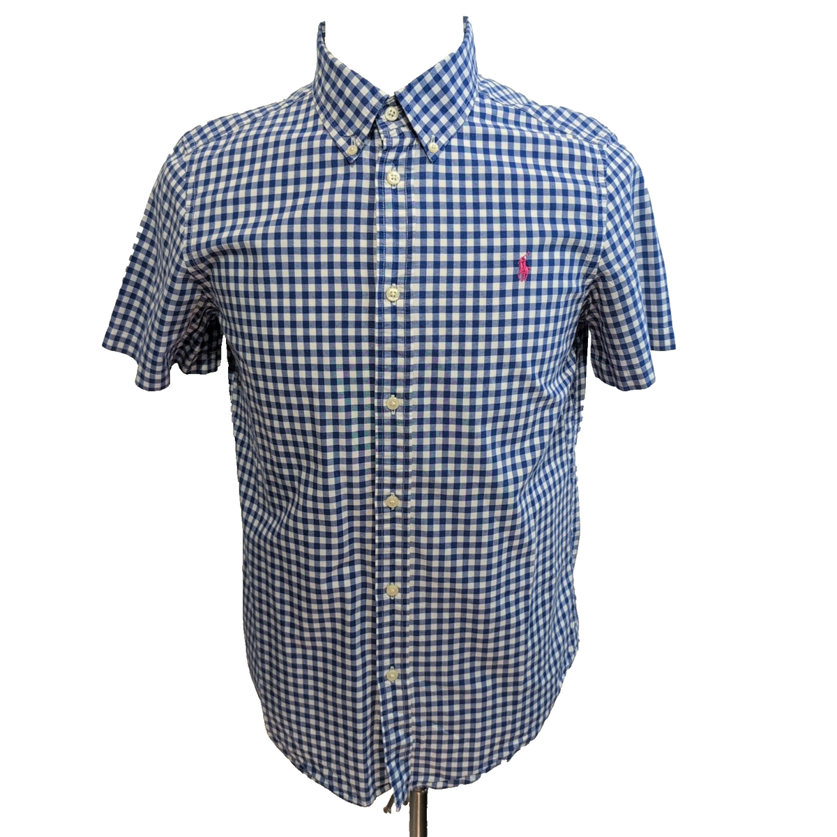 Chemise Ralph Lauren Garçon Junior XL 18/20 Carreaux Bleu Logo Rose