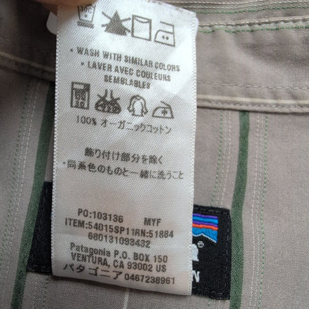 Chemise Patagonia modèle Western coton biologique grise rayures vertes M