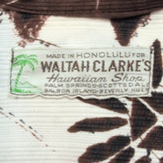 Chemise Hawaïenne Waltah Clarke's Made in Honolulu M Marron Blanc Fleurie