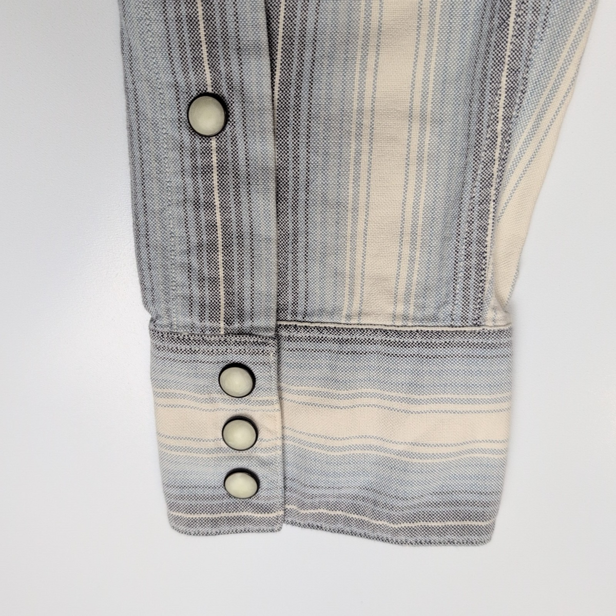 Chemise Polo Ralph Lauren L Western Oxford Rayures Bleu Blanc Boutons en pierre