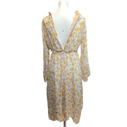 Robe Cubic L Fleurie Jaune Manches Longues Doublée Neuve