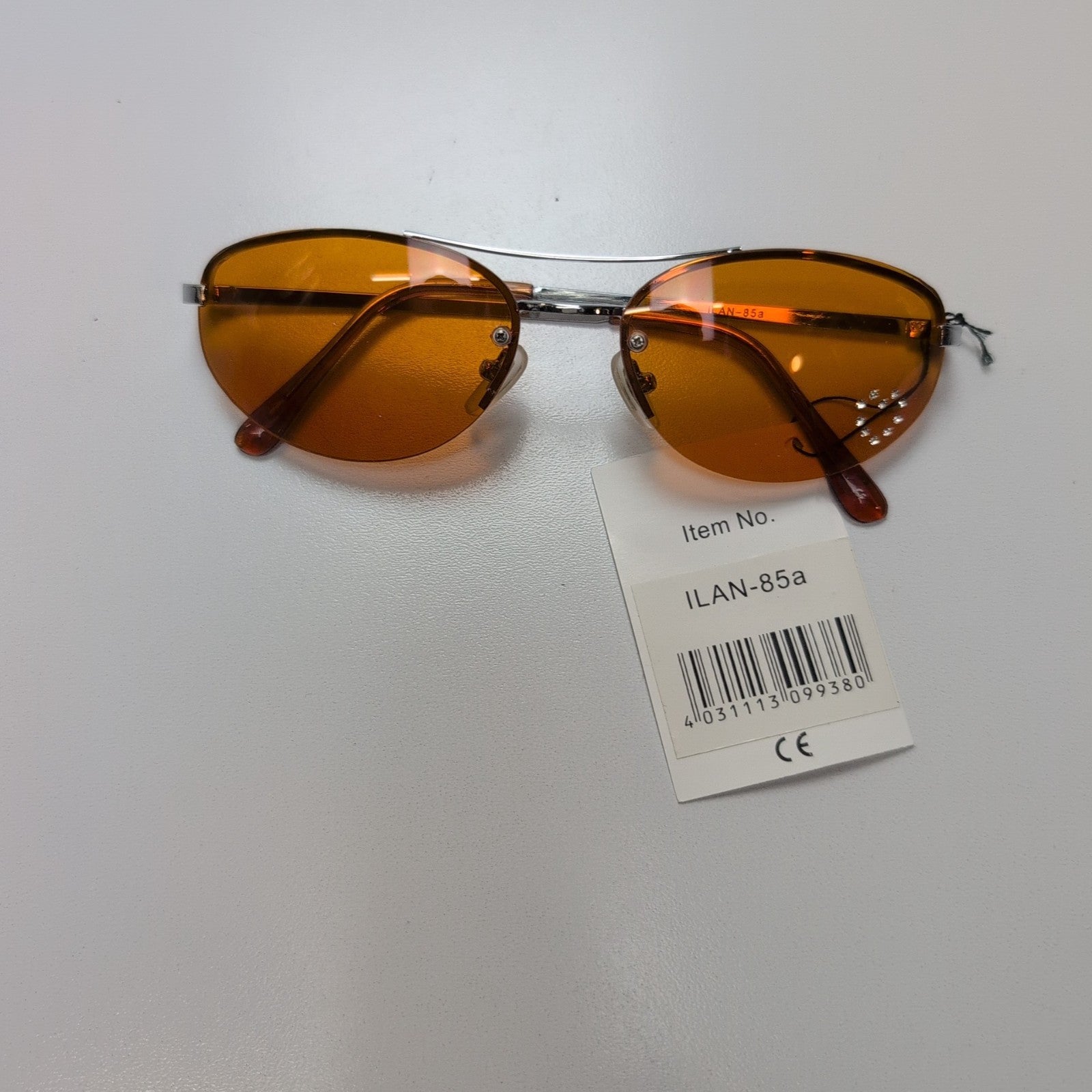 Lunettes de soleil Y2K Aesthetic Cœur Strass Teintées Orange Ambre