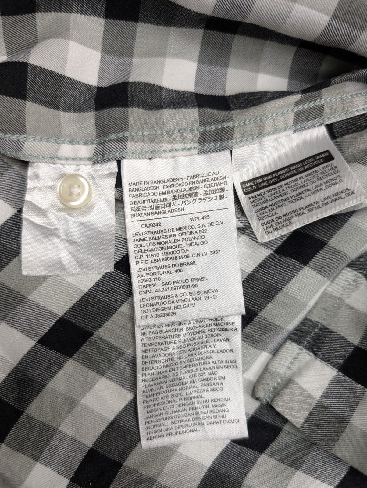 Chemise Levi's Western Noir et Blanc Carreaux Pressions Nacrées - Taille L