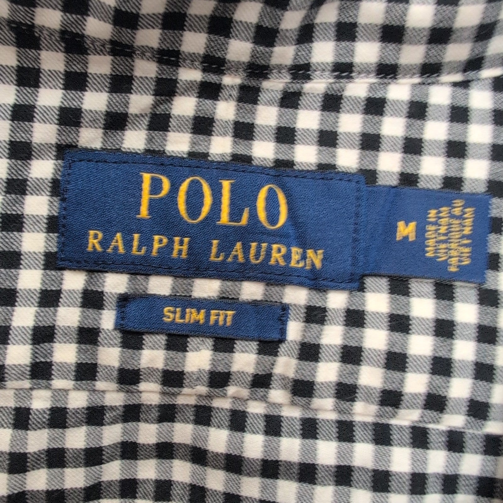 Chemise Polo Ralph Lauren M Slim Fit Noire Blanche Carreaux Shirt Col Classique