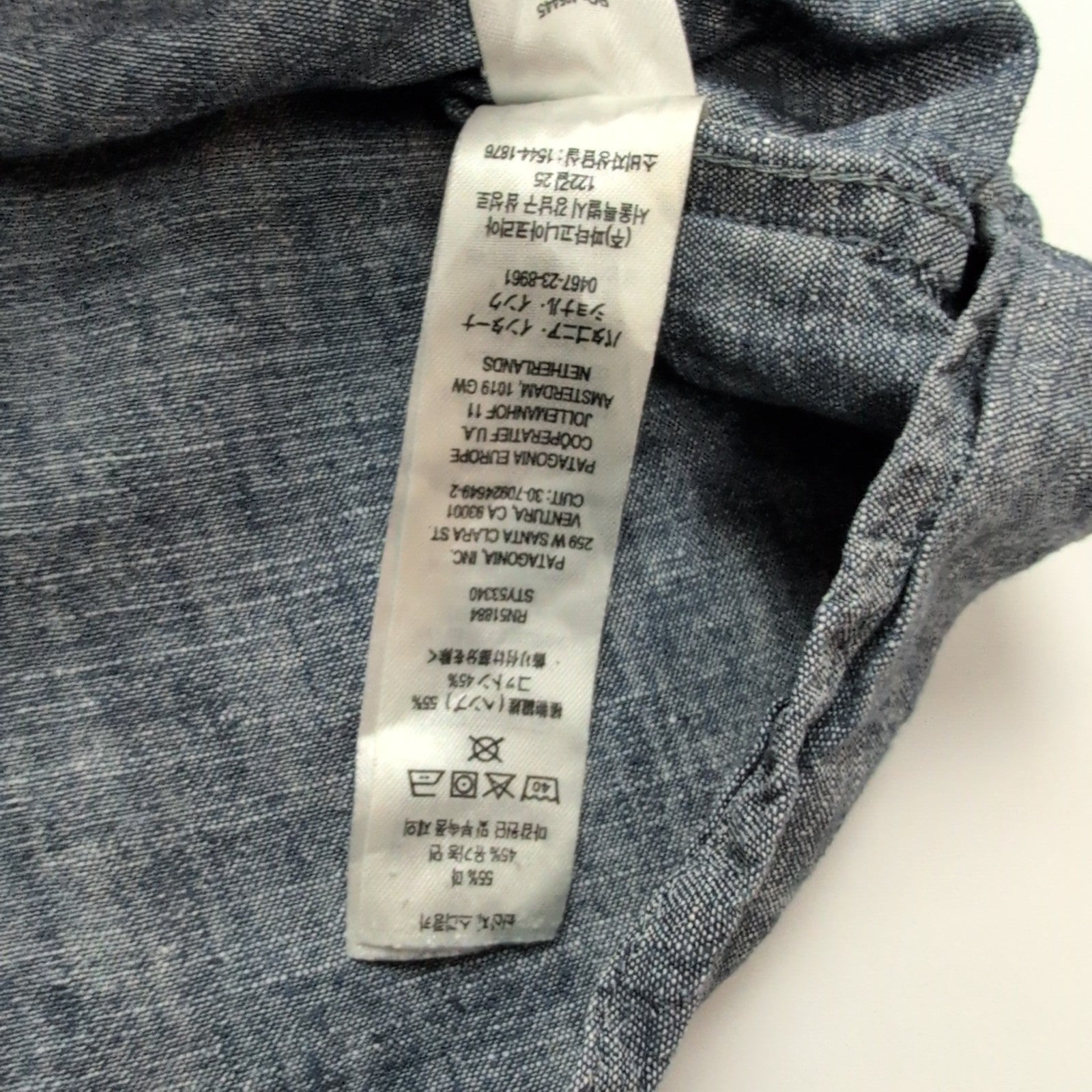 Chemise Patagonia Western XXL Bleu Marine Chanvre Coton Vintage Rare Mch courtes