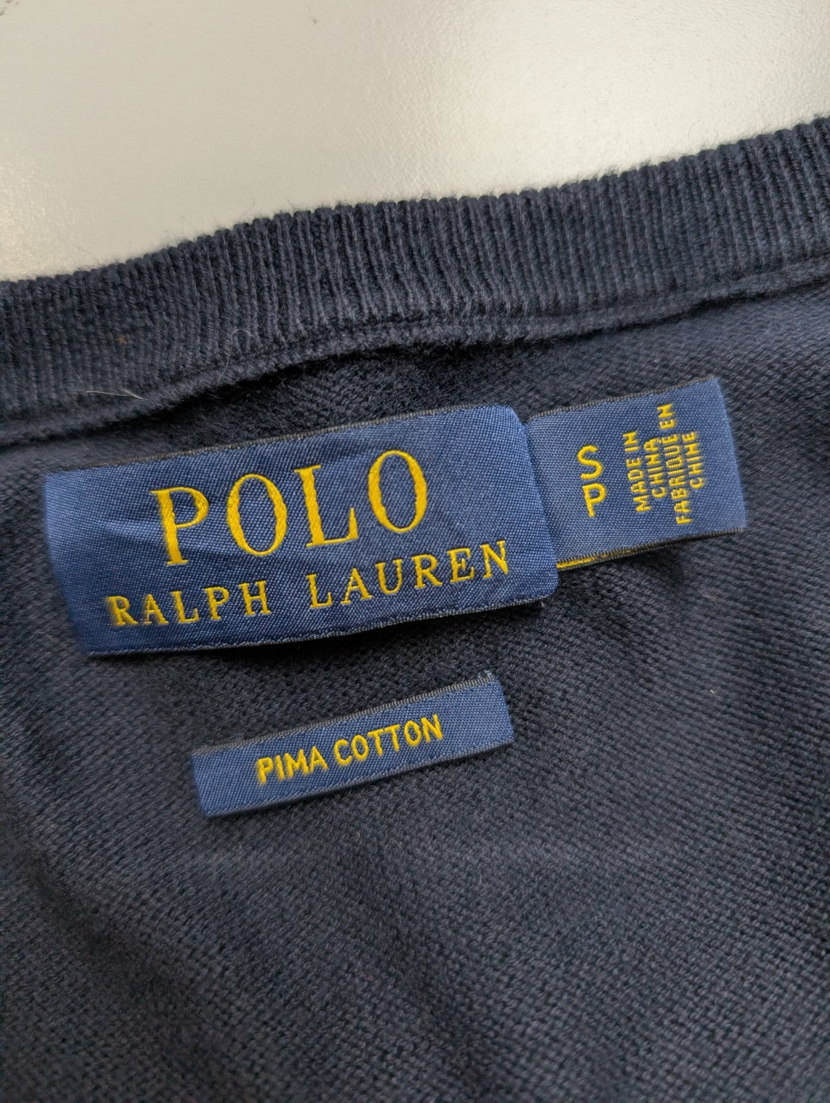 Pull Polo Ralph Lauren Bleu Marine Logo Bleu - 100% Coton Pima - Taille S - NEUF