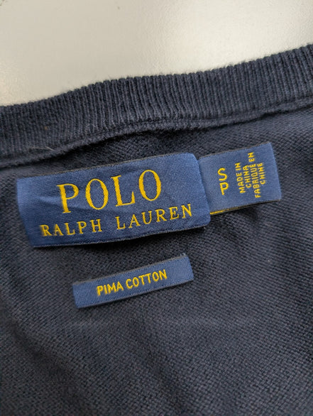 Pull Polo Ralph Lauren Bleu Marine Logo Bleu - 100% Coton Pima - Taille S - NEUF