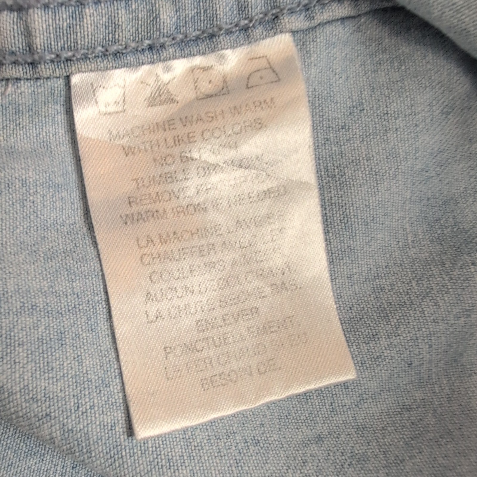 Chemise Harley Davidson Jean Bleu Clair L 100% Coton 2 Poches Texas HD