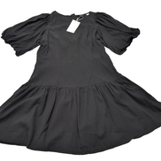 Robe MONKI T.M Noire Coton Manches Bouffantes Neuve Avec Étiquette