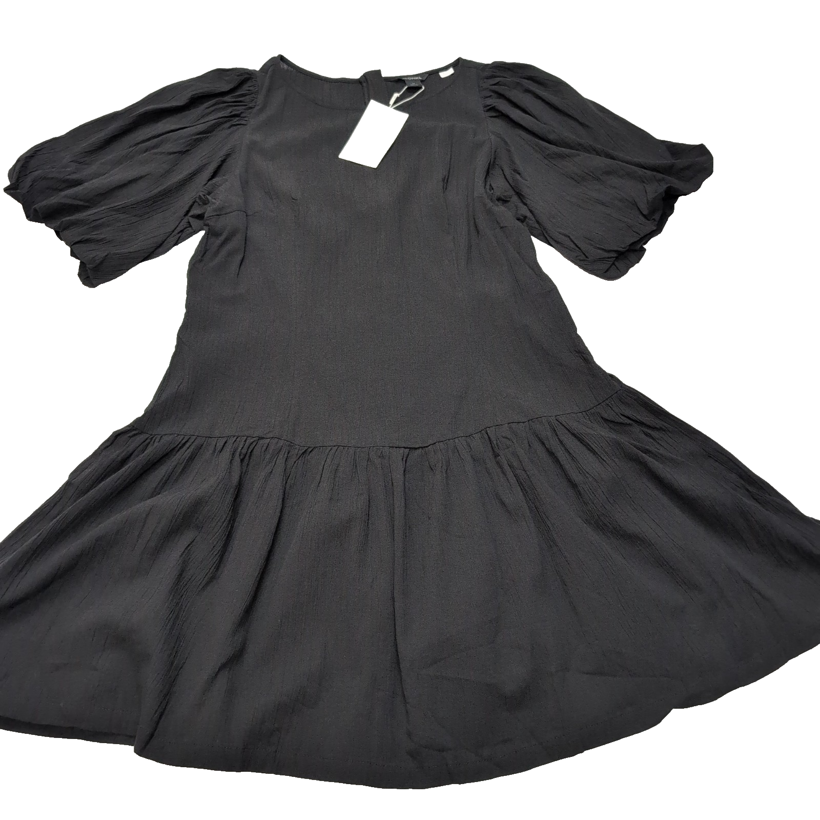 Robe MONKI T.M Noire Coton Manches Bouffantes Neuve Avec Étiquette