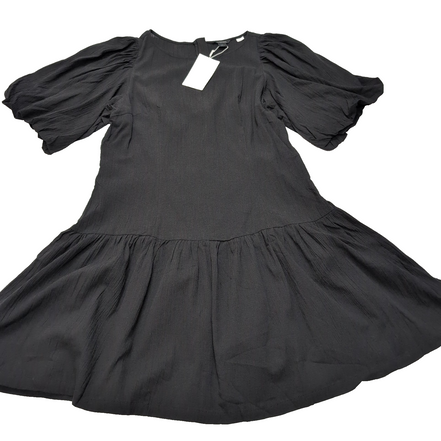 Robe MONKI T.M Noire Coton Manches Bouffantes Neuve Avec Étiquette