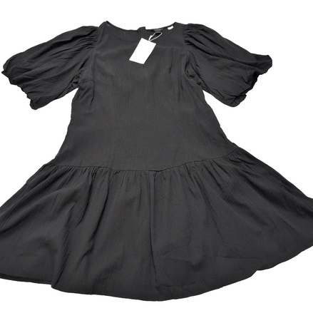 Robe MONKI T.M Noire Coton Manches Bouffantes Neuve Avec Étiquette
